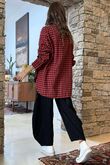 Zeta Otto Brushed Cotton Plaid Shirt Red Black